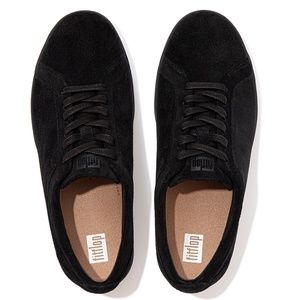 (NEW) FitFlop Rally Suede Sneakers, Black, Size 9